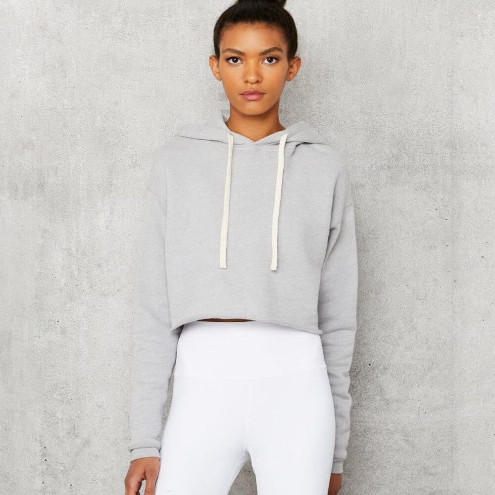 Alo Yoga Limited-Edition Exclusive Cropped Hoodie in Alloy